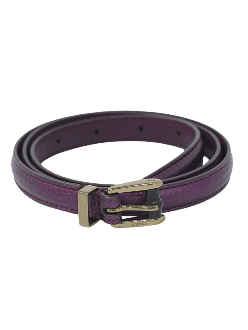 Gucci Bamboo Slim Belt 85 Leather Purple Gold